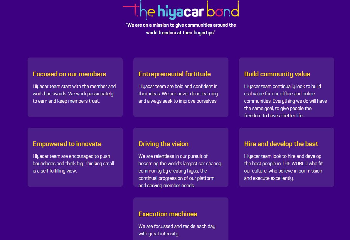 Valores empresariales hiya bond Scrumio